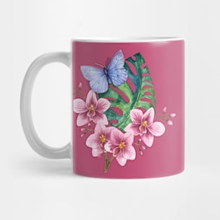 Butterfly with Orchids Mug